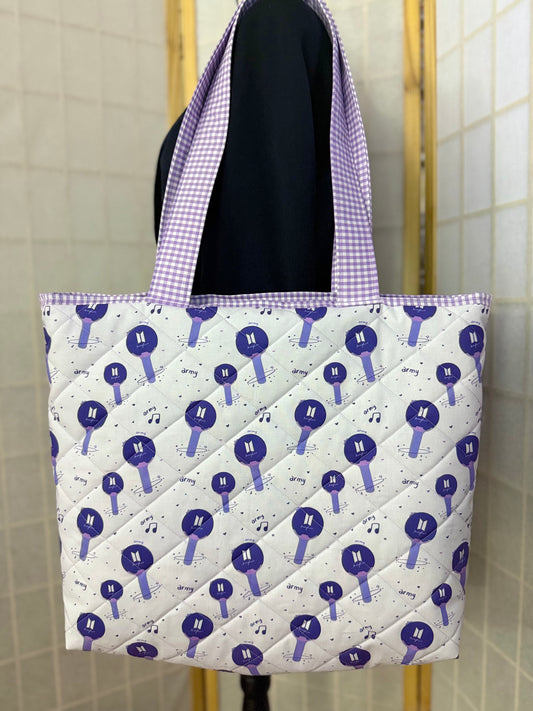 Bangtan Light Stick on Light purple Tote Bag