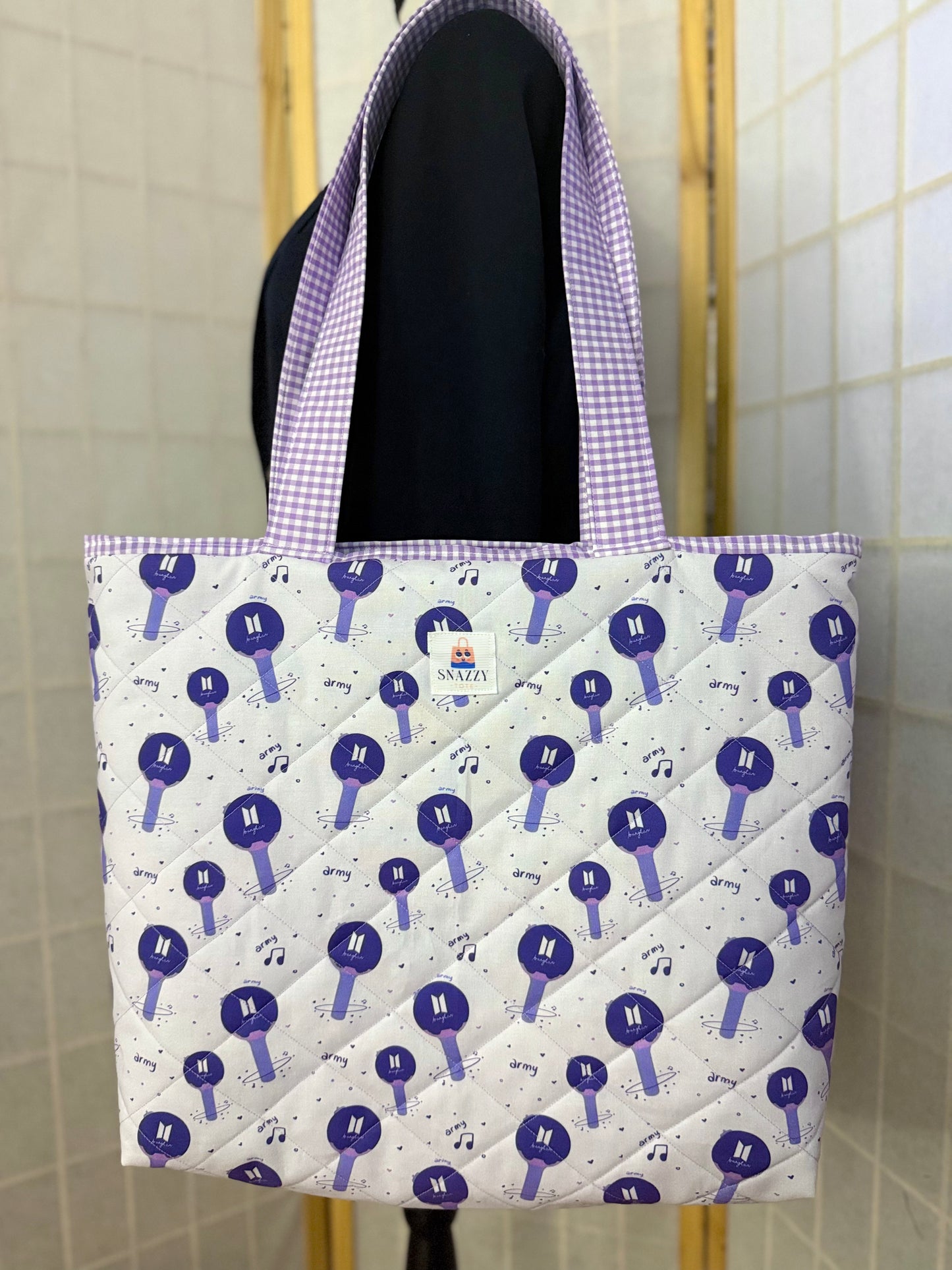 Bangtan Light Stick on Light purple Tote Bag