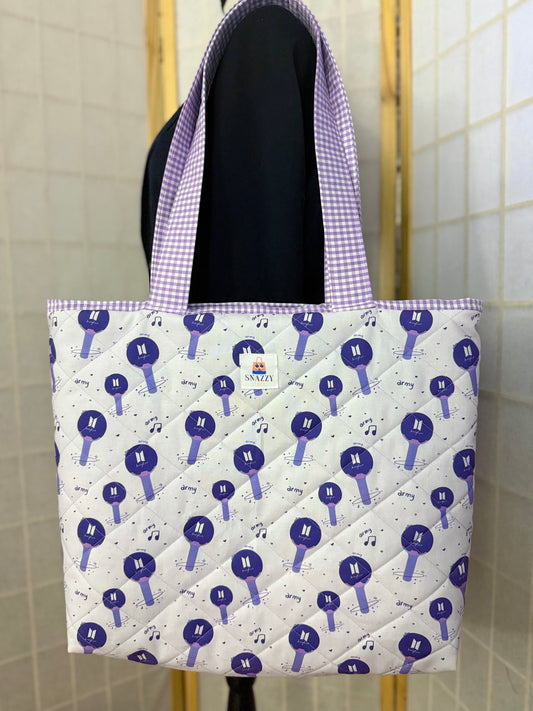 Bangtan Light Stick on Light purple Tote Bag