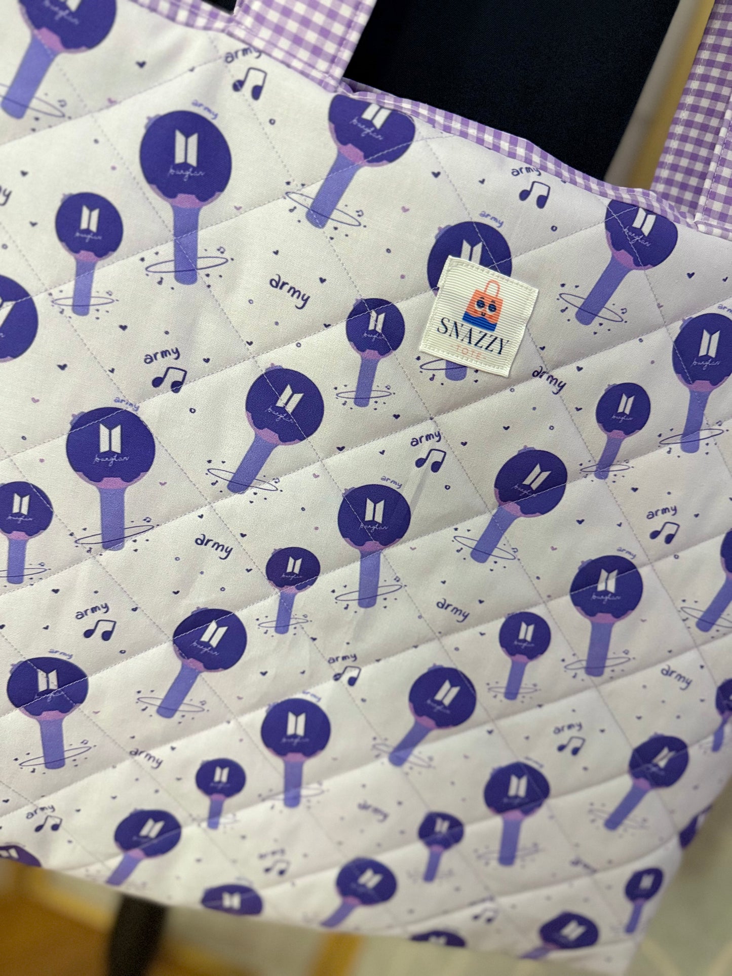 Bangtan Light Stick on Light purple Tote Bag