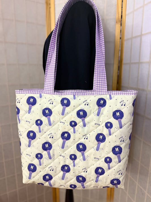 Bangtan Light Stick on Cream Tote Bag